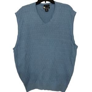 Jos A Bank Leadbetter Golf Pima Cotton Sweater Vest XXL Blue VTG Preppy